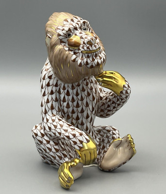 Herend Figurine - Baboon ,  Not monkey - Chocolate Fishnet New