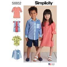 #1B SIMPLICITY S8852 CHILDS DRESSES AND SHIRT SIZE 3-8