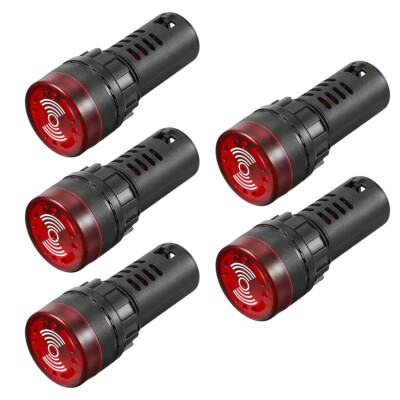 5pcs Light AC/DC 24V Panel Indicator Flashing Alarm with Buzzer Red LED