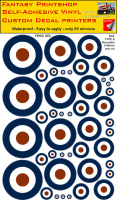 RAF Roundels gemischte Packung Vinyl Aufkleber Aufkleber Typ A Roundel 5 mm - 50 mm