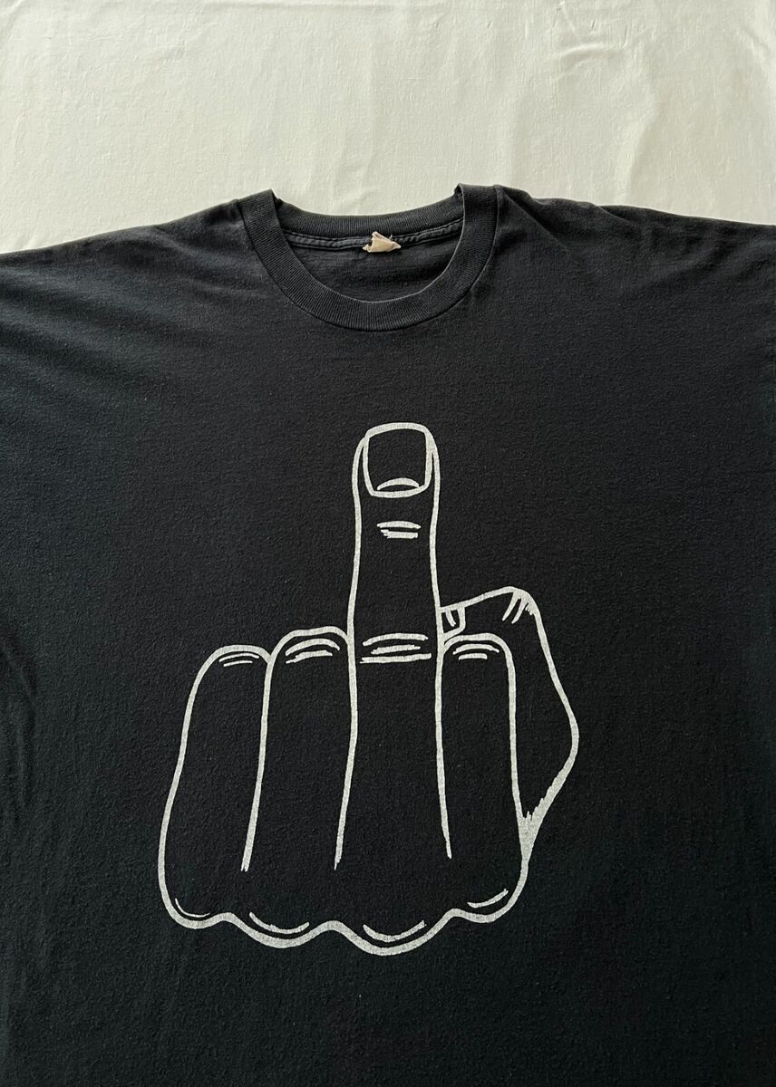 Vintage 90s F*ck You Hand Sign Middle Finger Black T-shirt Vintage 90s F*ck You Hand Sign Middle Finger Black T-shirt