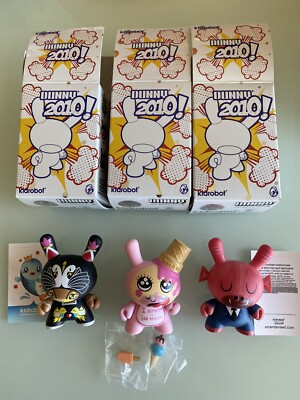 Kidrobot Dunny 2010 Series Lot of 3 -  Esther Kim, Amanda Visell, Sneaky Raccoon