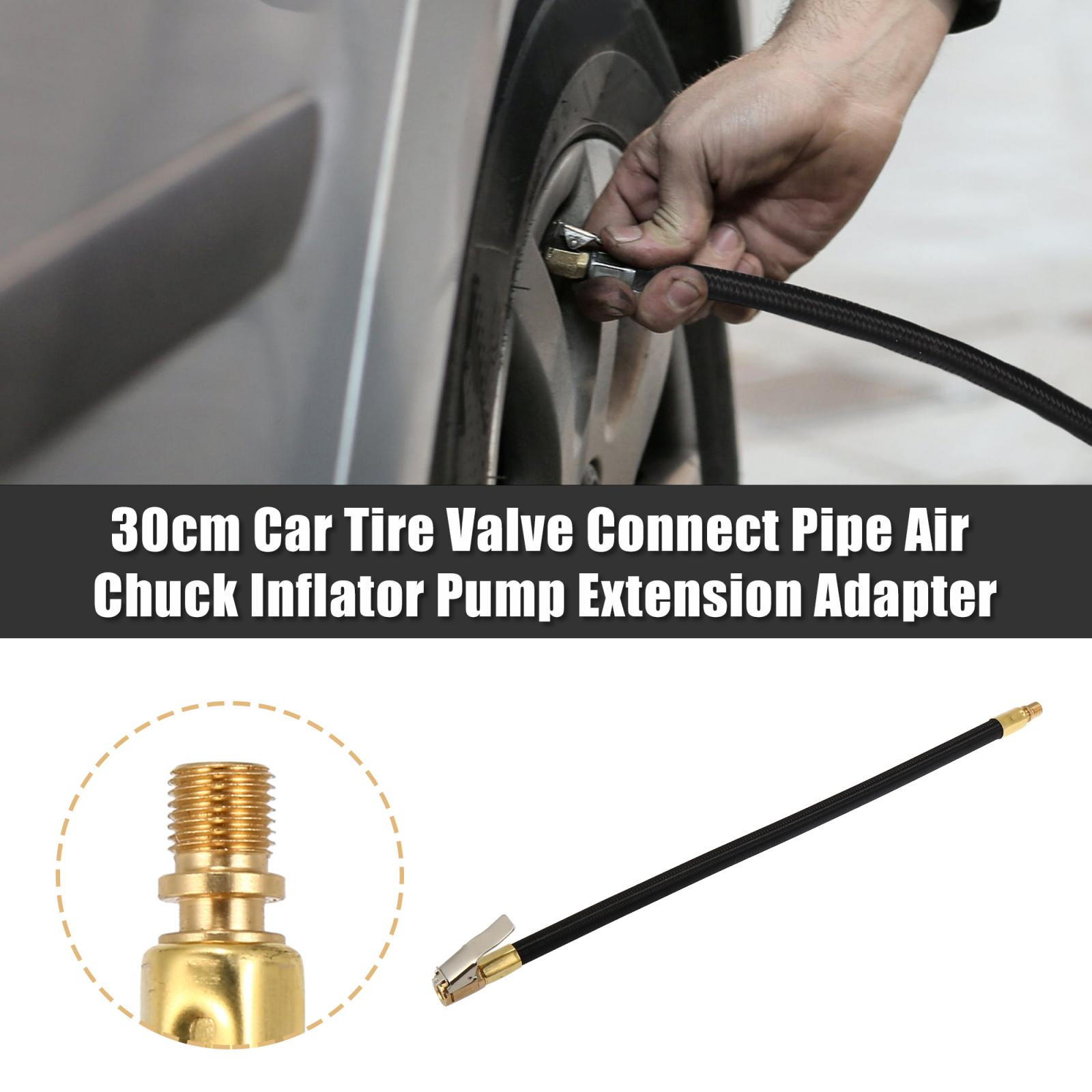 Copper Nylon Tire Valve Extension Hose - 60cm Air Chuck For Car Bike Pump