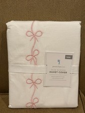 Pottery Barn Kids Bow Border Pink White Twin Duvet Cover STD Sham NEW w/tags