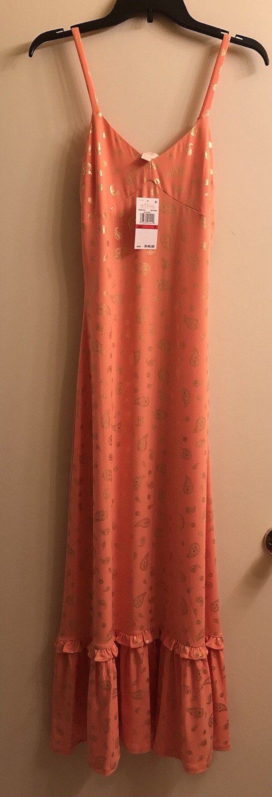 Michael Kors Paisley Print Maxi Dress, Nectarine/Gold, Size Petite. Never Worn