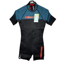 SeaDoo Mens 3mm Escape Shorty Wetsuit Medium Blue Black Watersports Surfwear NWT
