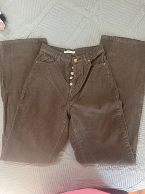 Pacsun High Waisted Green Corduroy Flare Jeans Size 25 With Button Fly