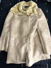 Ellen Tracy Beige Faux Suede Mid-Length Coat ...