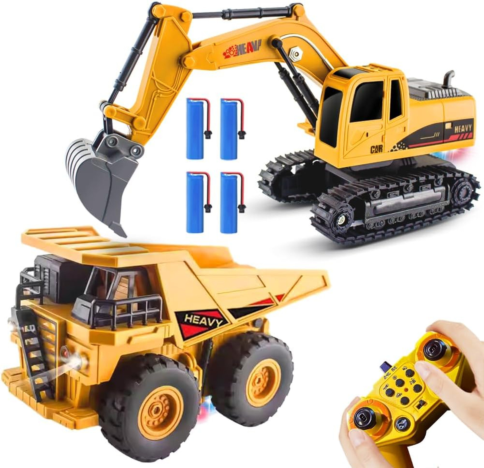 RC Excavator and Dump Truck