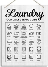 Laundry Room Decor Sign, Laundry Symbols Wall Art, Rustic Farmhouse Family Laund