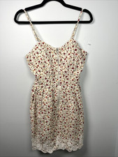 Vintage Papaya Medium Dress Cami Floral Cottagecore Grunge Embroidered Cotton