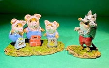Wee Forest Folk M-344d LittlePiggiesThree & M-711f HuffyWolfie.Limited.LAST SET!