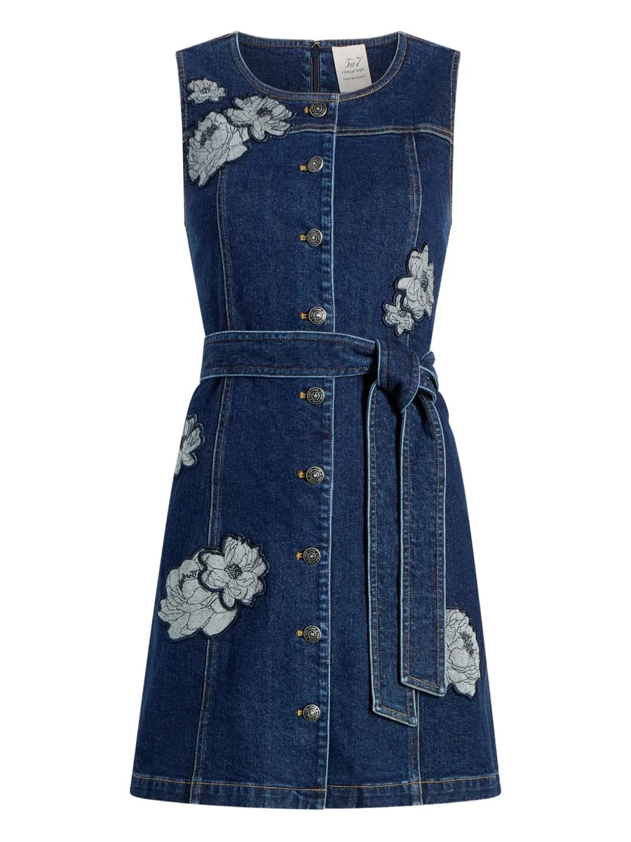 Denim Floral Sleeveless Dresses for Women | eBay