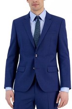 Hugo Boss Mens Henry231X Blue Slim Wool Blend Textured Suit Jacket 36 S NEW 495