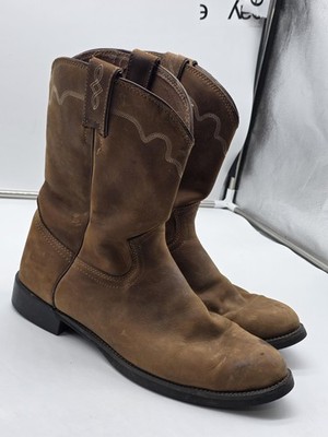 Justin Boots 3902 Boots Mens 11D Brown Leather Western Work Pull 