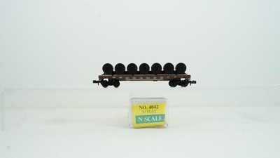 Model Power N Scale Pennsylvania 50' Flat Car w/ Cable Reels No. 4042 NEW B60