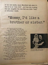 Jayne Mansfield, Two Page Vintage Clipping aa