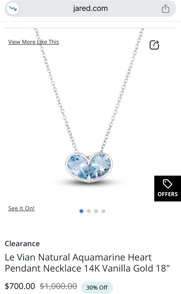 Collar Levian Oro Blanco 14k Aguamarina Foto 3 de 4