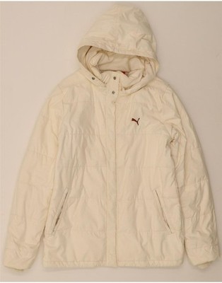 Puma wattierte Damenjacke mit Kapuze UK 8 Small weiß Polyester YG01