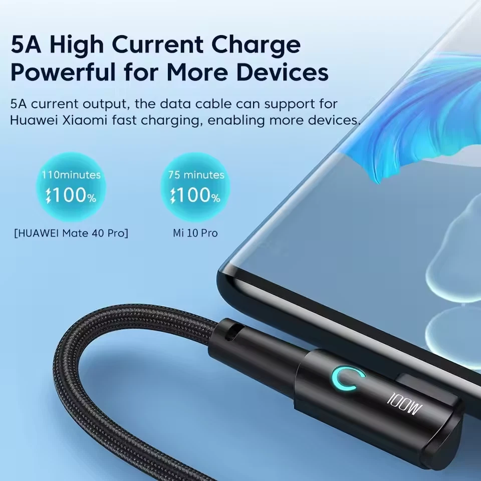 Typ C USB-C USB Kurz 90° Winkelkabel schnell Ladekabel für Samsung Huawei - Bild 3 von 4