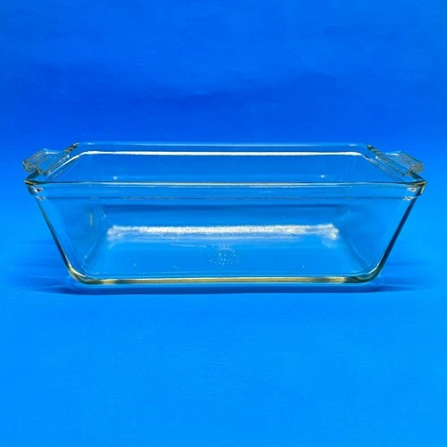 VTG PYREX #214 Clear Glass Loaf Dish Pan Large 10.5 x 6 x 3 Tab Handles USA