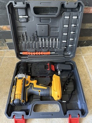 Cordless Drill Set w Battery & Charger Tool Kit & Case Bits FAST SHIPPING