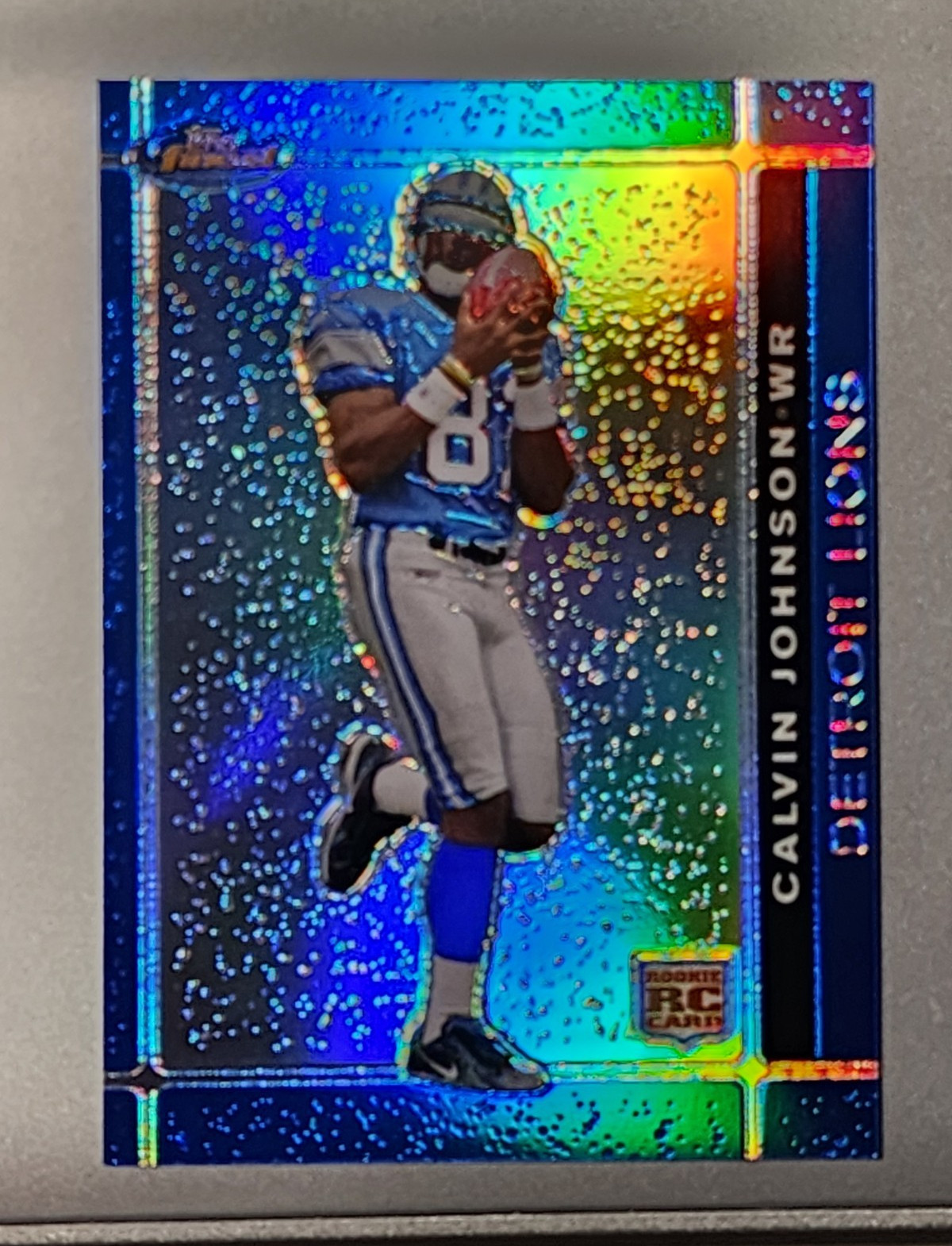Calvin Johnson Finest #135 Blue Refractor