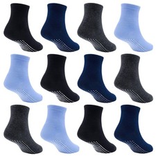 Toddler Boy Socks 12 Pairs Kids Grips Non Slip Skids for 1-7 Years Boys