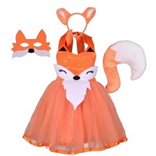 4 St&uuml;ck Tierkost&uuml;m mit Ohren und Schwanz T&uuml;llrock M&auml;dchen Fox T&uuml;llkleid