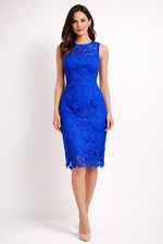 Calvin Klein Women's Blue Floral Lace Sheath Knee Length Dress Size 4 Regular