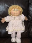 Cabbage Patch Kids Vintage 1982 Blond Hair Green Eyes Pink Floral Dress Tights