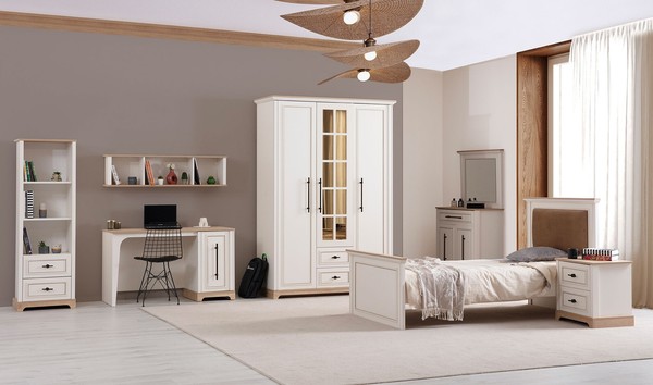 Komplette Schlafzimmer Garnitur Bett Schreibtisch Kleiderschrank-image