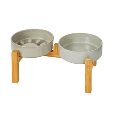Elevated Slow Feeder Ceramic Dog Bowls Set for Meduim Size, Raised 2.7" Heigh...