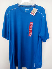 Reebok PlayDry Men Blue Short Sleeve Crew Neck T Shirt Comfy Size XL - NWT