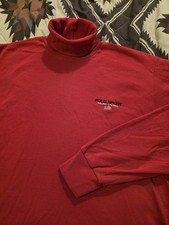Vtg 90s Polo Sport Ralph Lauren Turtleneck Embroidered Logo Red Medium USA Made