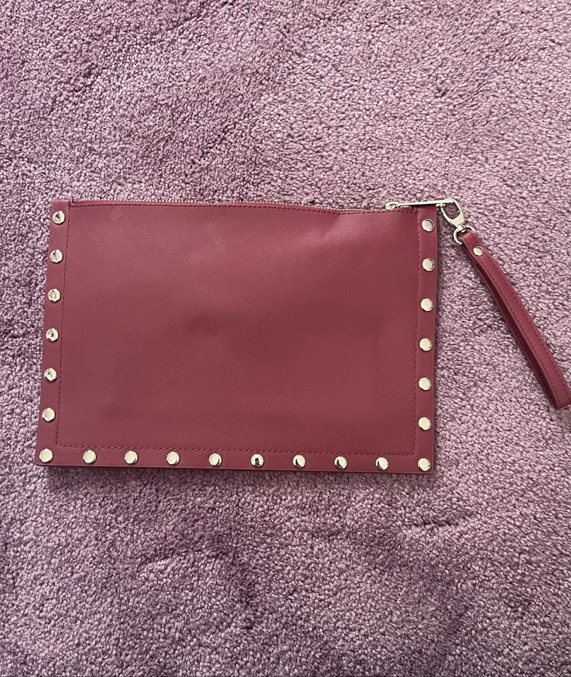 White House Black Market Burgundy Floral Studded Wristlet - Image 2 of 3