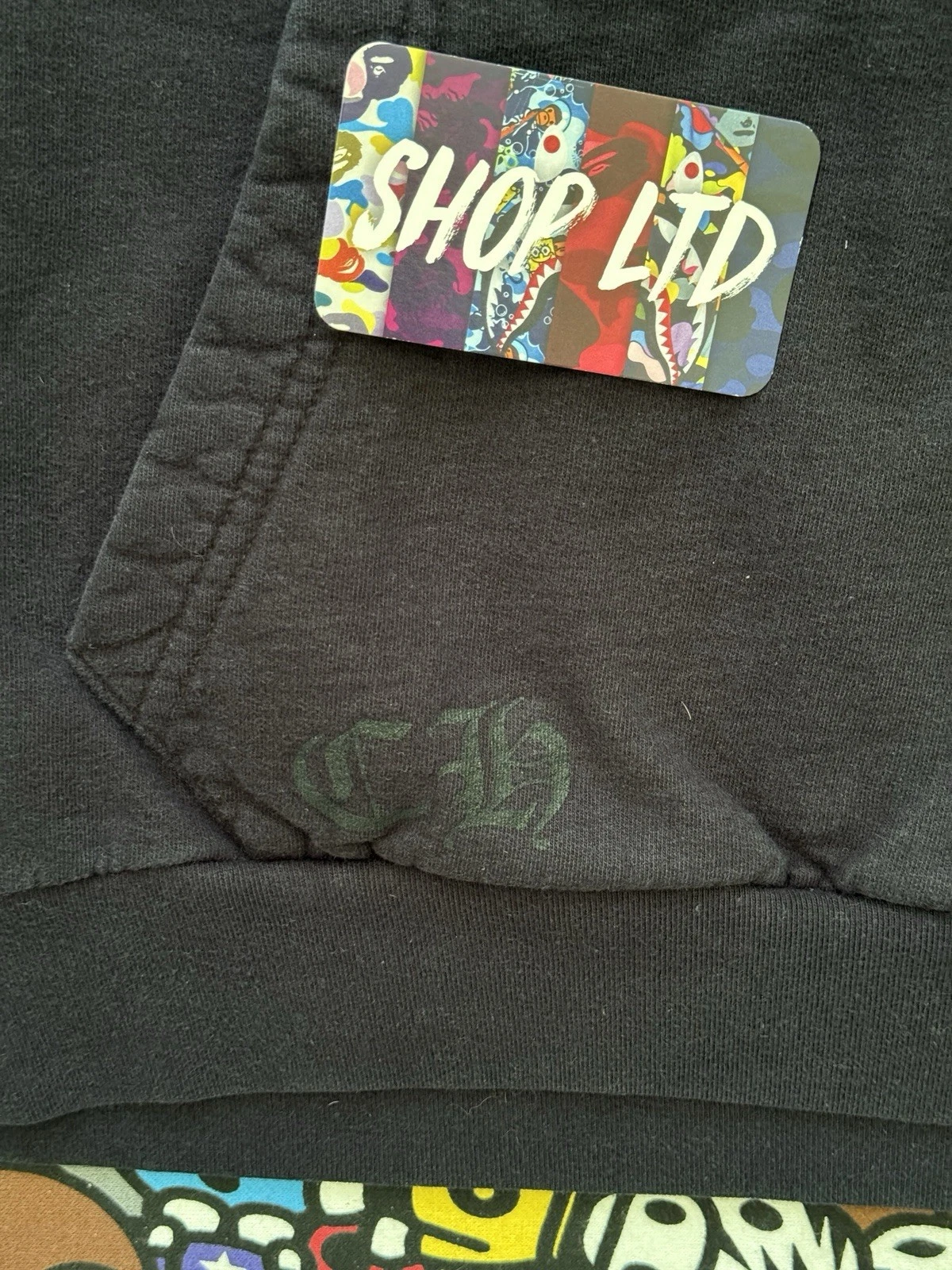 CHROME HEARTS Felpa con cappuccio pullover manica multi logo nero cuori cromati