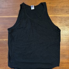 Vintage Russell Athletic High Cotton Black Tank Top XL Made in USA