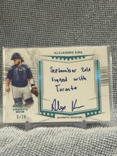 ALEJANDRO KIRK 2019 LEAF TRINITY AUTOGRAPH INSCRIPTION #05/20 BLUE JAYS ALL-STAR