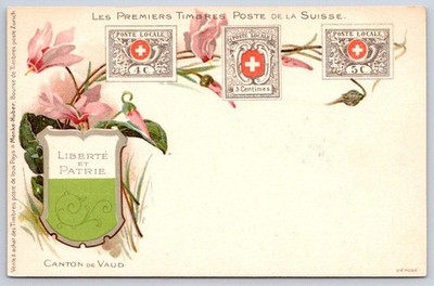 Antique Switzerland Postcard Canton de Vaud Early Stamps 1905