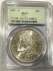 1881 S USA MORGAN Silver Dollar PCGS MS 63 OGH Nice cheek sharp coin !