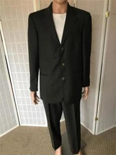 Men's Geoffrey Beene (40R 34W) 100% Wool Stone  Gray Business Pant Suit