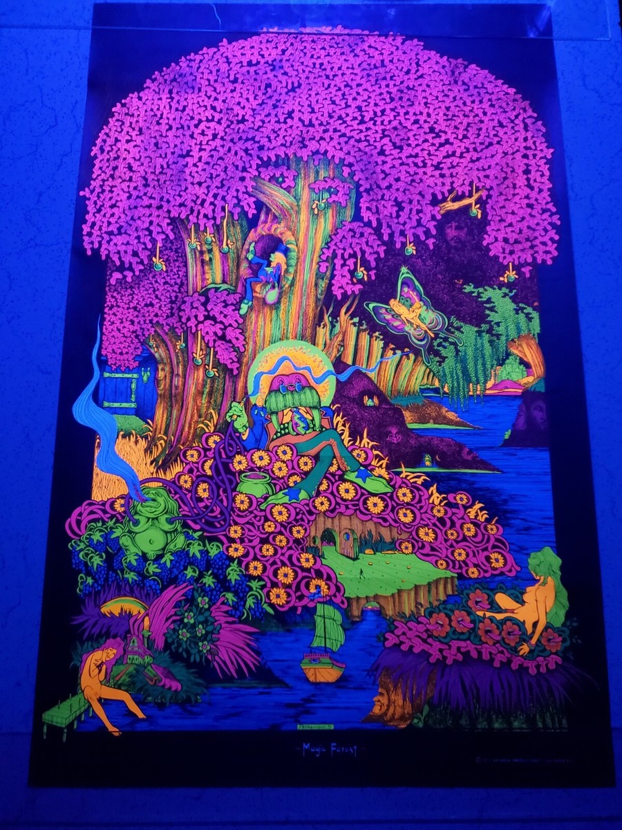 MAGIC FOREST BLACKLIGHT VINTAGE Blacklight POSTER 1971