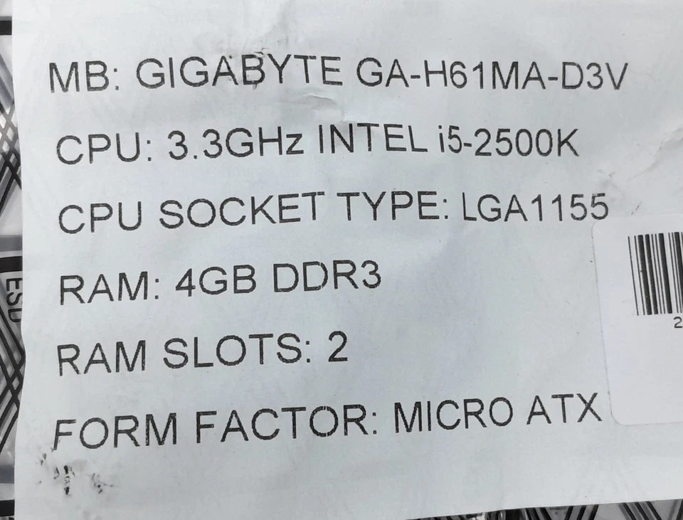 Gigabyte Mainboard Intel i5-2500K mit I/O Shield GA-H61MA-D3V LGA1155 DDR3... - Bild 3 von 4