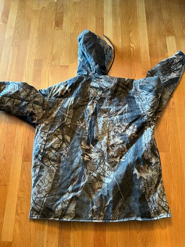 Duxbak Realtree Hardwoods Camo Hunting Quilted Button Up Hooded Jacket Men Large - Picture 8 of 8