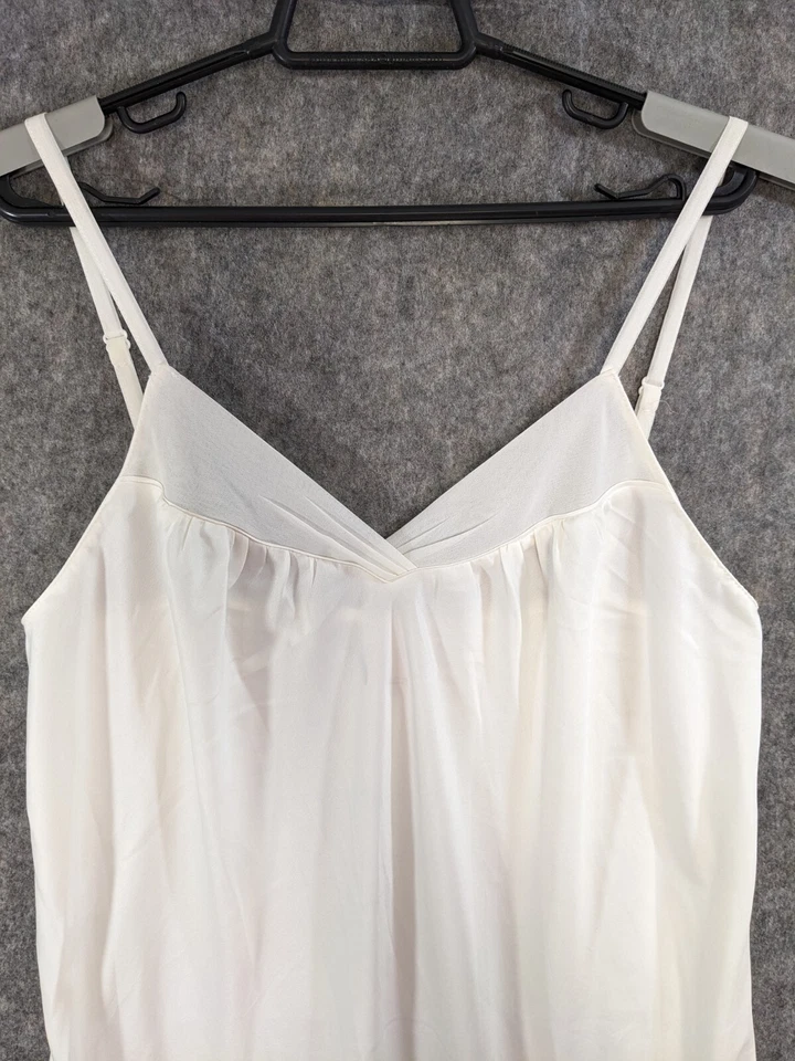 Cabernet Nightgown Womens Small Ivory Satin Shift Chiffon Trim Adjustable Straps - Image 4 of 4