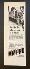 1944 Ampro Print Ad Soldier Movie Projector Buy War Bonds WWII Amprosound YSA