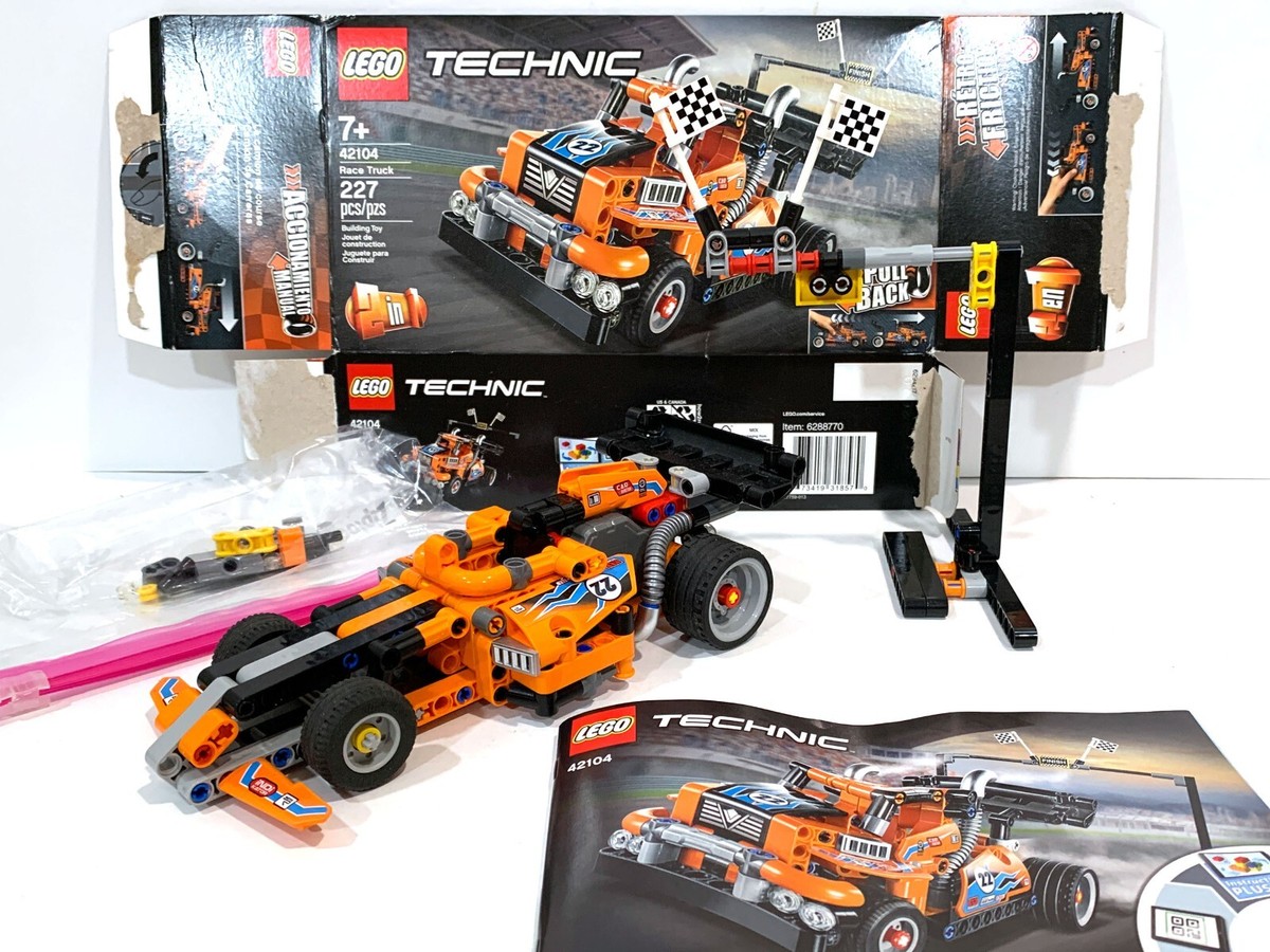 USED LEGO TECHNIC 42104 RACE CAR PULL BACK WITH BOX MANUAL