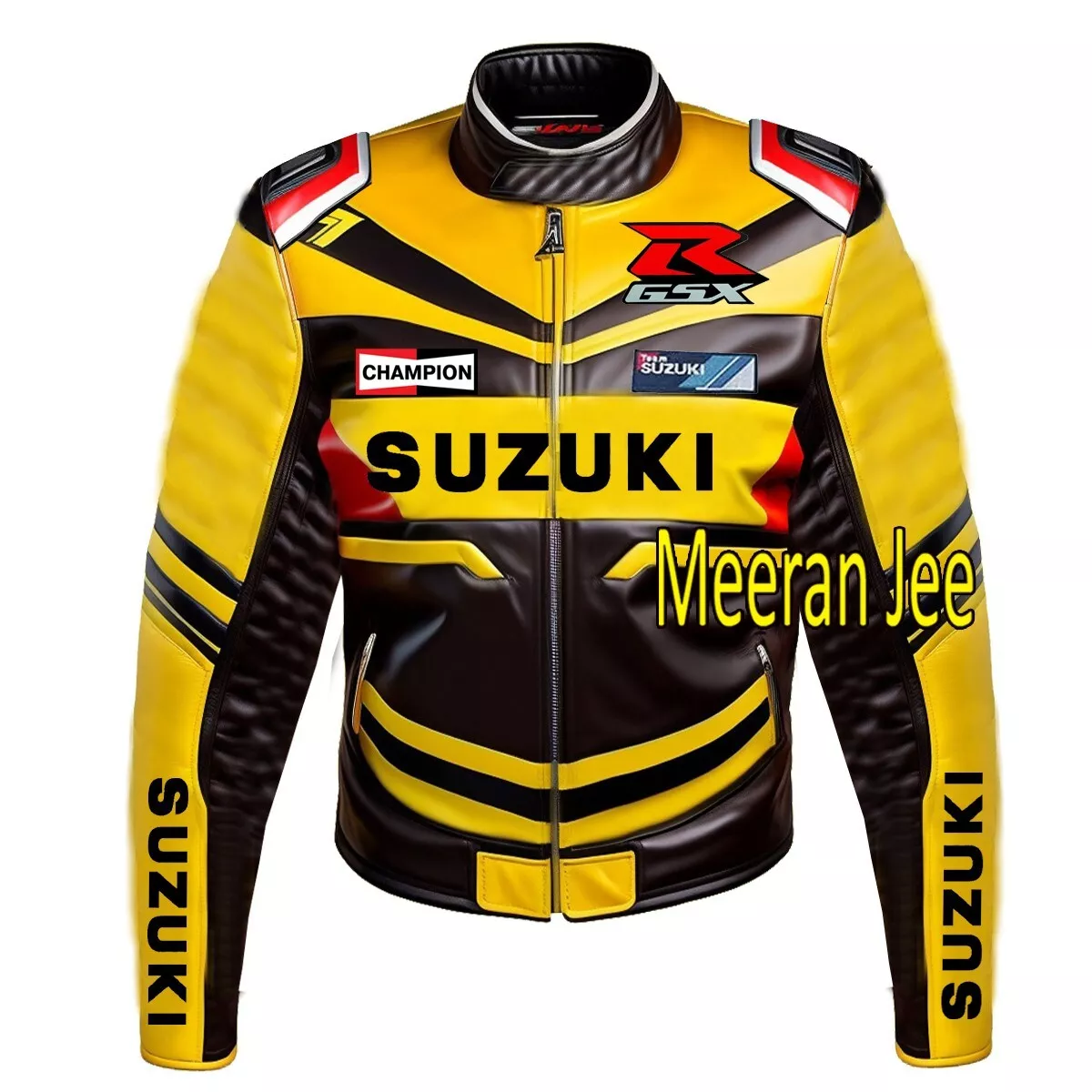 Suzuki GSXR Yellow Jacket Motorcycle Jacket Hump Racing Leather