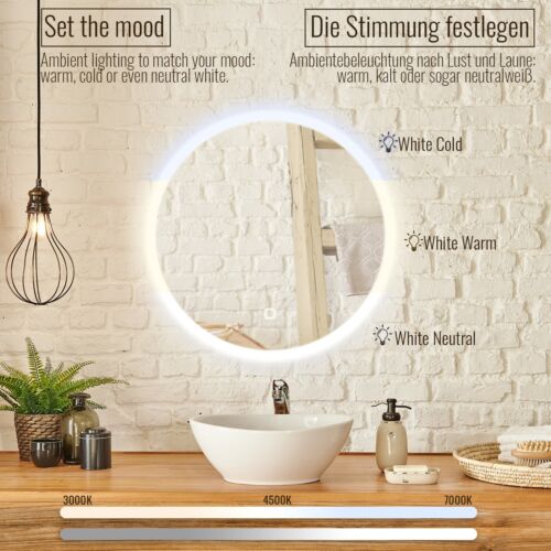 Aquamarin® Badspiegel LED Badezimmerspiegel Wandspiegel Lichtspiegel Bad - Bild 17 von 48